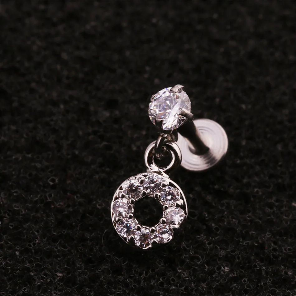 Персонализированная подвеска из нержавеющей стали с цирконом, украшенная стразами в виде цветка, для прокола губы или ушной хрящик, украшение для уха.