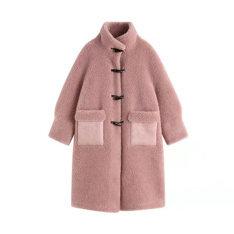 

YICIYA 2020 Loose Woolen Coat Lamb Down Cotton Coat Faux Fur Coat Female Long Warm Thick Coat Autumn Winter Korean