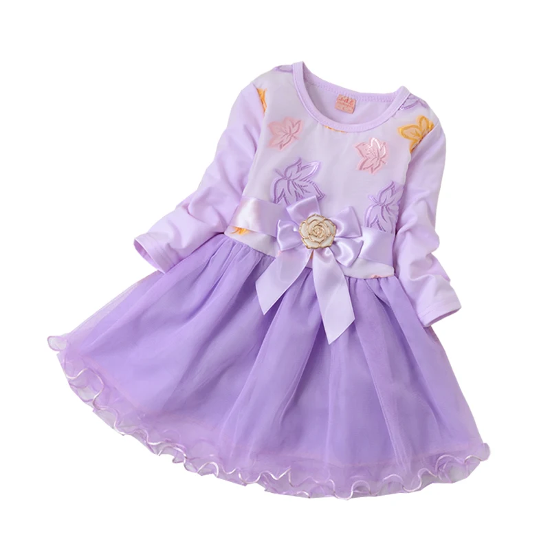 

Новое Детское платье для девочек на весну и осень, Корейская версия, Сетчатое платье принцессы с длинным рукавом, От 0 до 6 лет