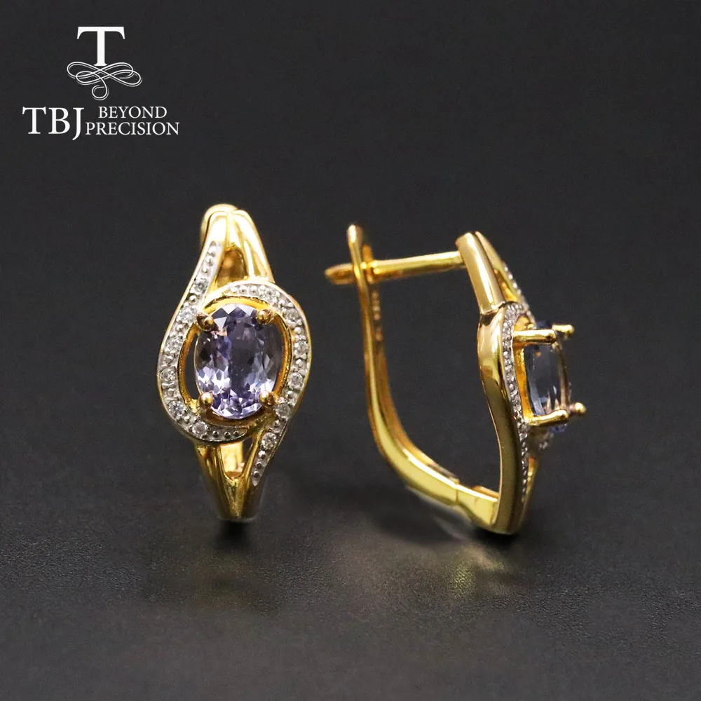 

Natural Tanzanite Clasp earring oval 5*7mm 1.6ct tanzania Gemstones jewelry 925 sterling silver for girls women nice gift