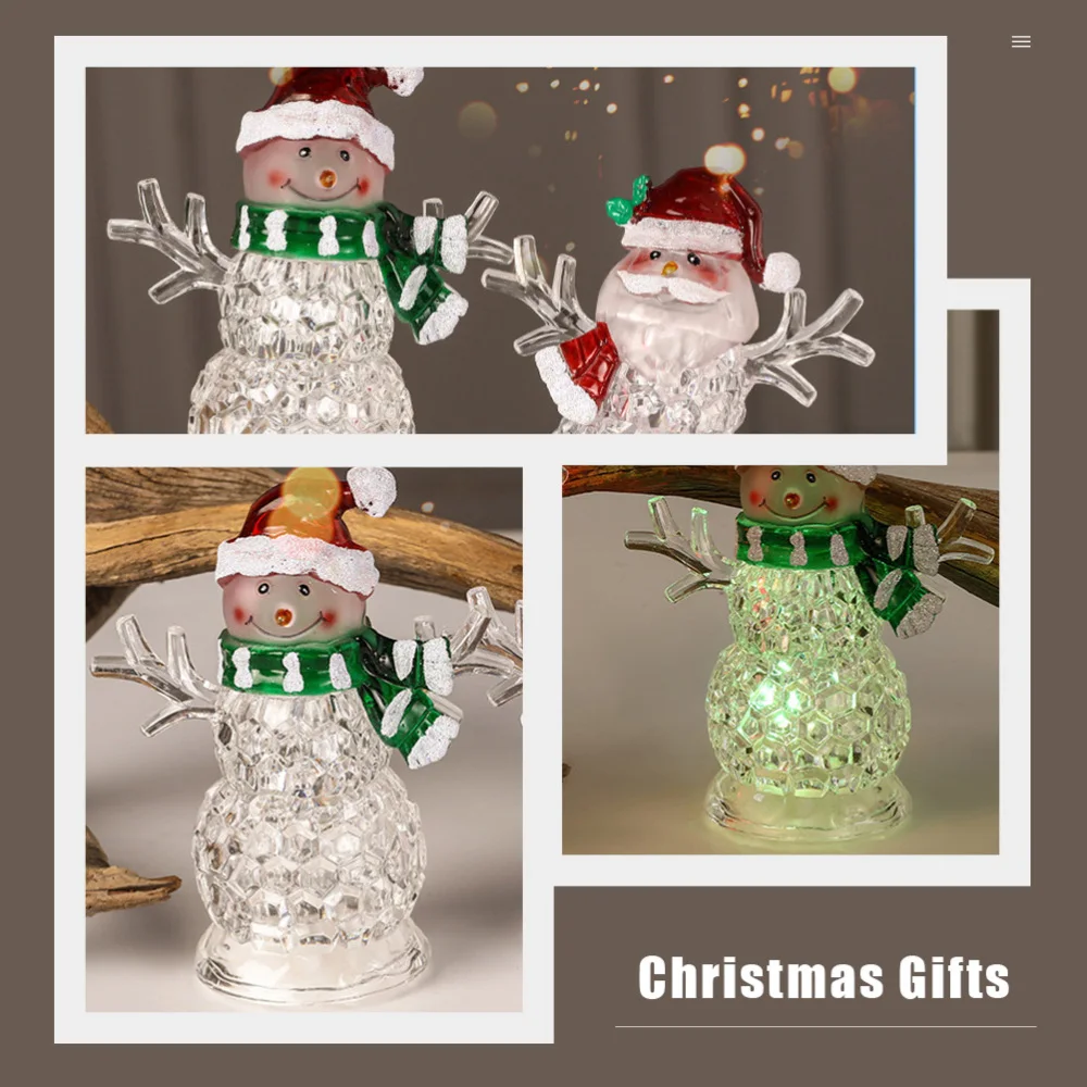 

2Pcs Christmas Decorations Luminous Santa Claus Snowman Design Adornments