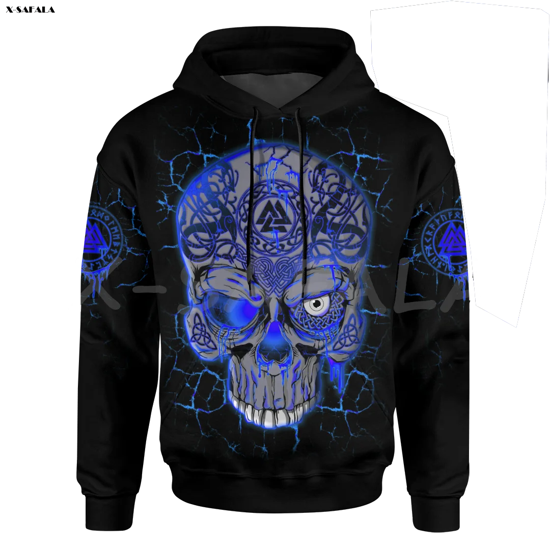 Толстовка мужская и женская с 3D-принтом пуловер на молнии свитшот топор череп