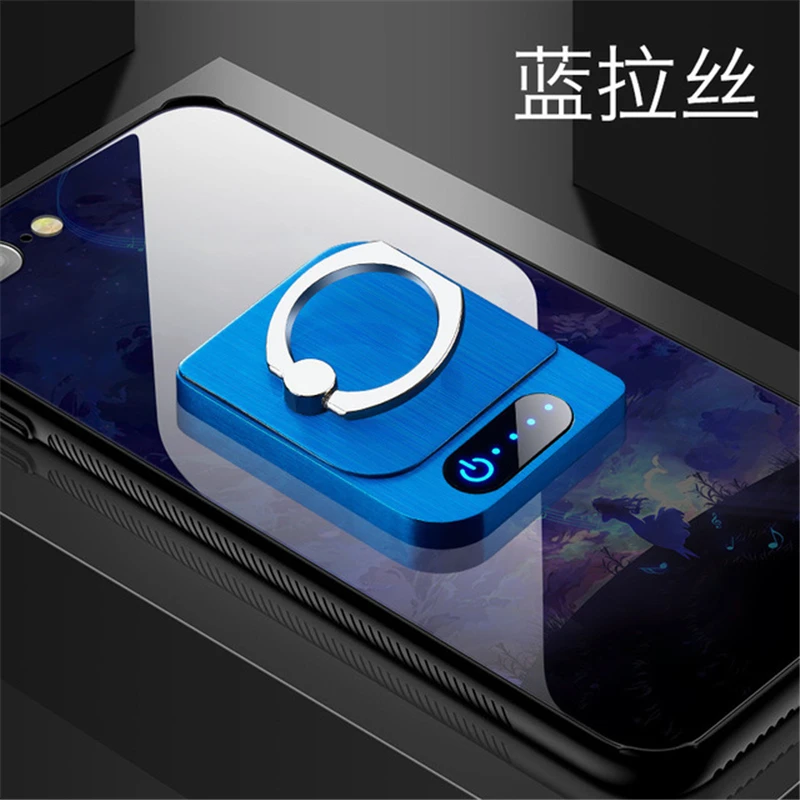 Blue Портативный кольцевой мобильный кронштейн перезаряжаемый прикуриватель многонациональная Электронная usb зажигалка ветрозащитный держатель для телефона зажигалки - Цвет: Blue
