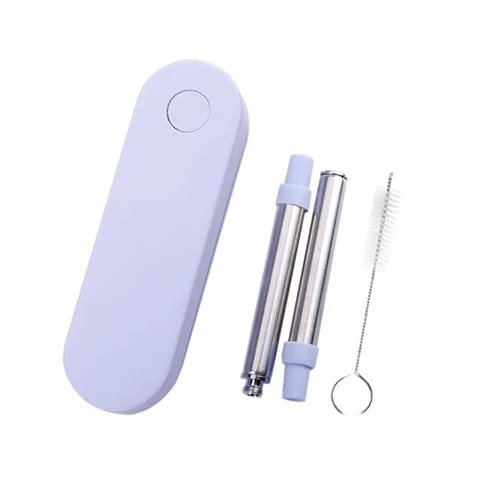 Light Blue Многоразовый складной стакан соломинки Портативный Телескопическая из нержавеющей стали питьевой соломенная Чистящая Щетка путешествия, бар аксессуары - Цвет: Light Blue