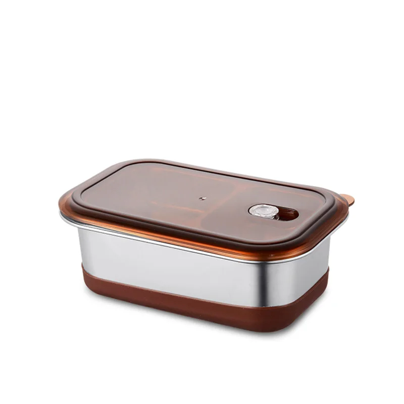 Brown ONEUP коробка для ланча из нержавеющей стали с отделениями портативная порционная коробка Bento для хранения еды контейнер с посуда герметичная экологичная - Цвет: Brown
