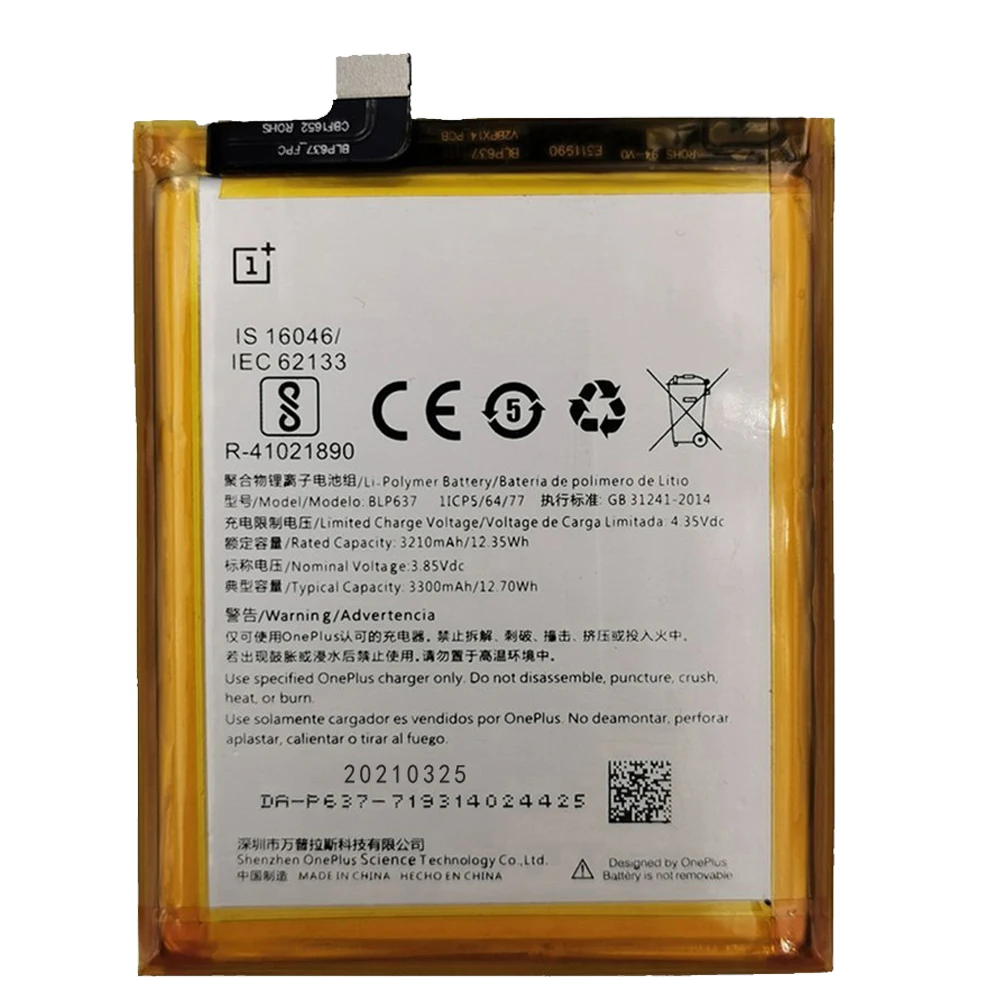 Bater&iacute;a de repuesto Original para tel&eacute;fono OnePlus 7 Pro, 6, 6T, 5, 5T, 3T, 2, 1 +, BLP571, BLP699, BLP613, BLP633, BLP637, BLP657-1