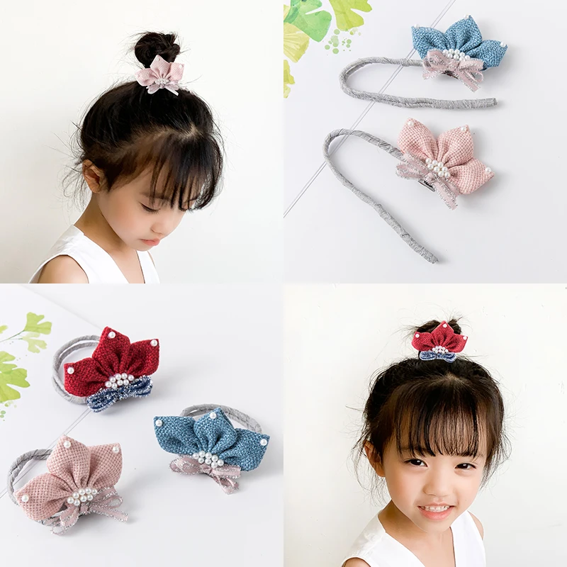 M MISM Lovely Children Full Cover Cloth Hair Styling Tools Exquisite Imitation Pearl Headwear Solid Crown Shape Magic Bun | Аксессуары