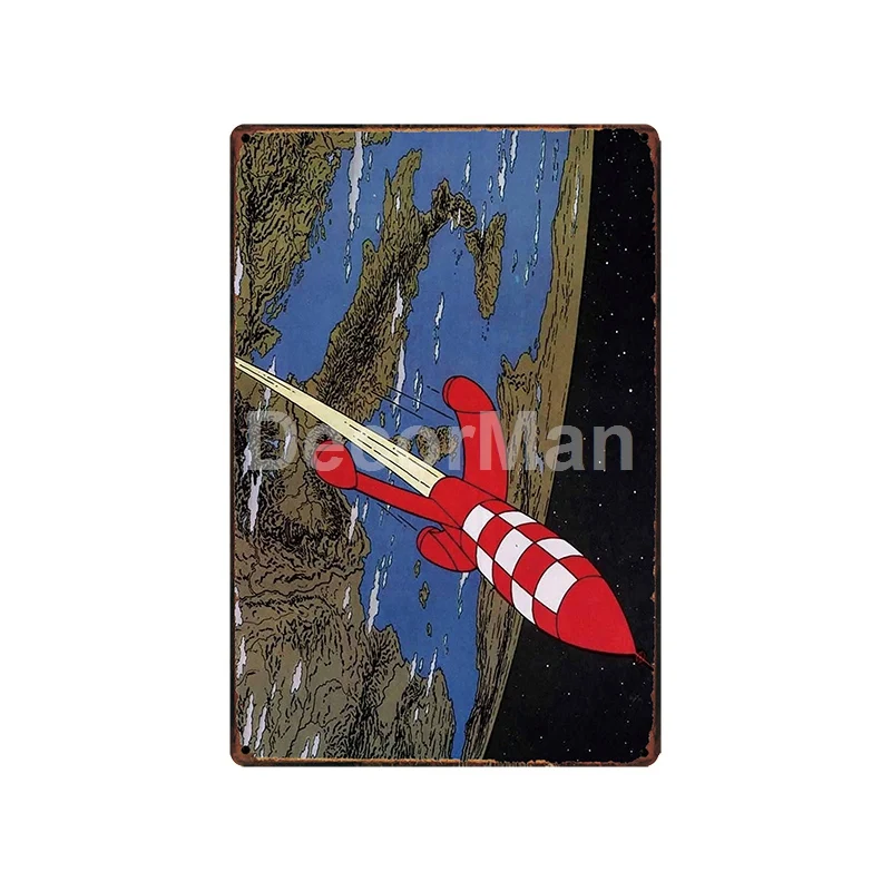 [DecorMan] TINTIN adventures мультфильм жестяная вывеска на заказ росписи картины Бар Декор LT-1828 - Цвет: sa-6348