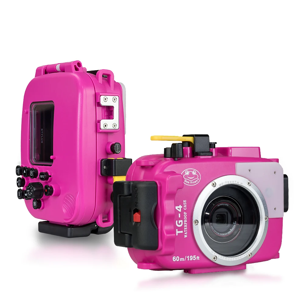 売る 60メートル/195ft防水ボックス水中ダイビングオリンパスTG4 TG3 TG-4 TG-3バッグ保護ケースカバーピンク