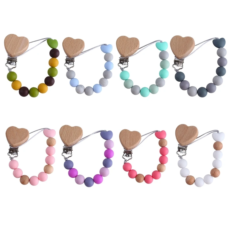 

Newborn Pacifier Clip Chain Silicone Beads BPA Free DIY Dummy Nipple Holder Soother Baby Teething Chewable Toys Shower Gifts
