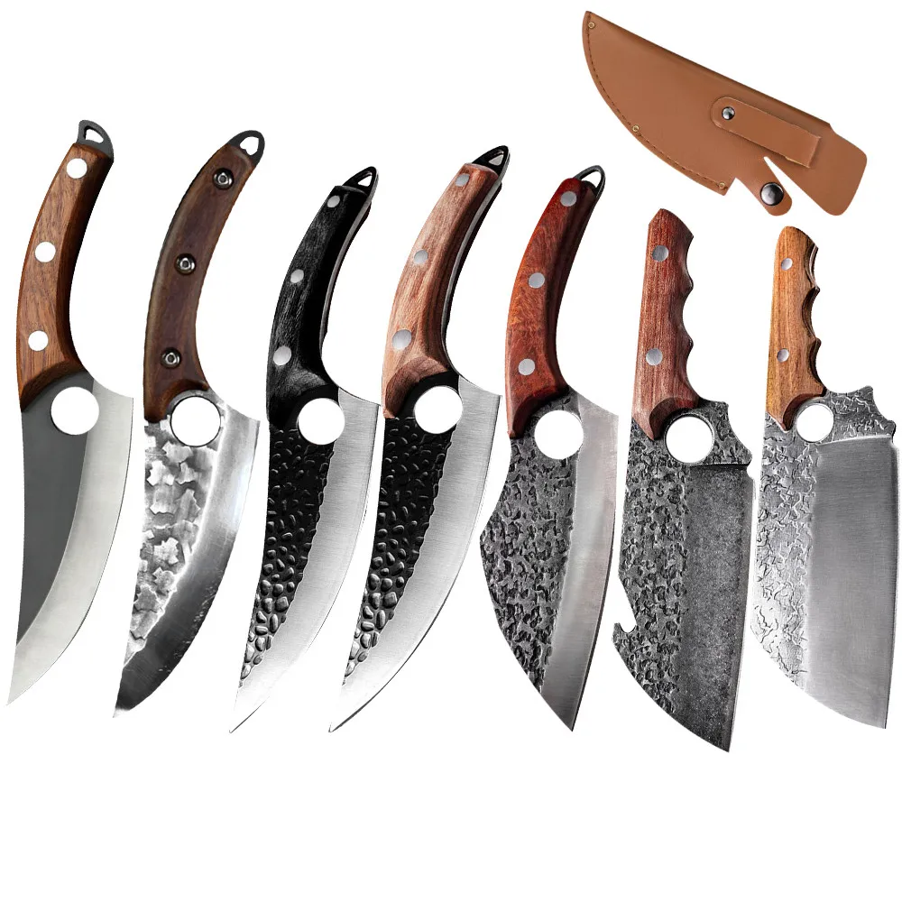 Кованый нож из нержавеющей стали для рыбалки ручной работы кухонный мясной резак