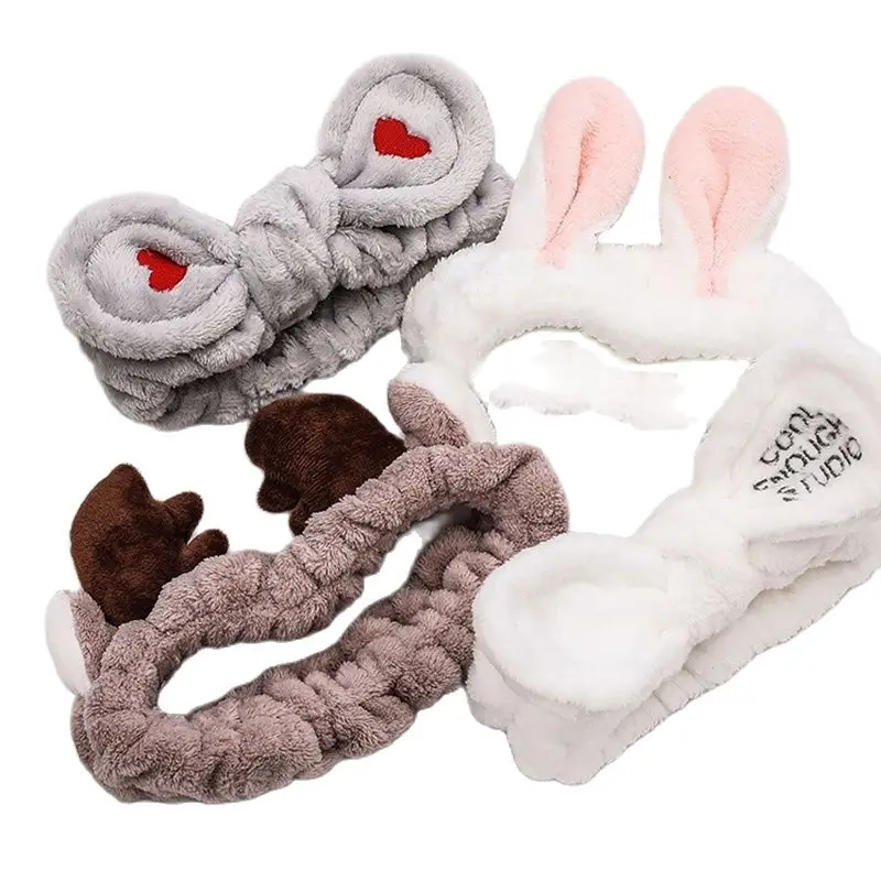 

Повязка на голову Женская флисовая с бантом и ушками животных, мягкая, теплая, тюрбан, аксессуары для волос