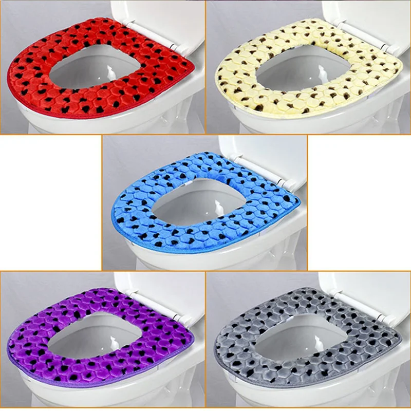 

EHEH Warm Bathroom toilet seat case Washable Black point Plush 37*43cm toilet seat Mat 5 Colors Random
