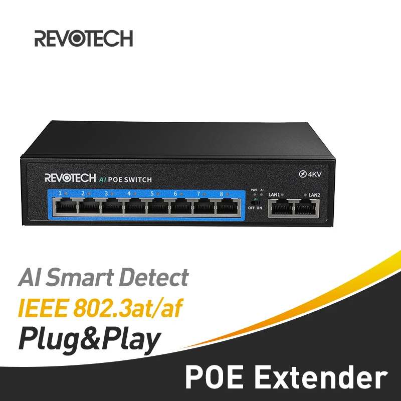 POE коммутатор с 8 + 2 портами IEEE 802.3af/at 48 В Power over Ethernet для системы IP камеры сетевой