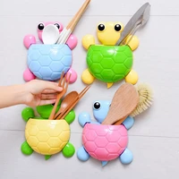 toothbrush holder wall mounted suction cup cute tortoise cartoon children toothpast holder for bathroom kitchen home storage
