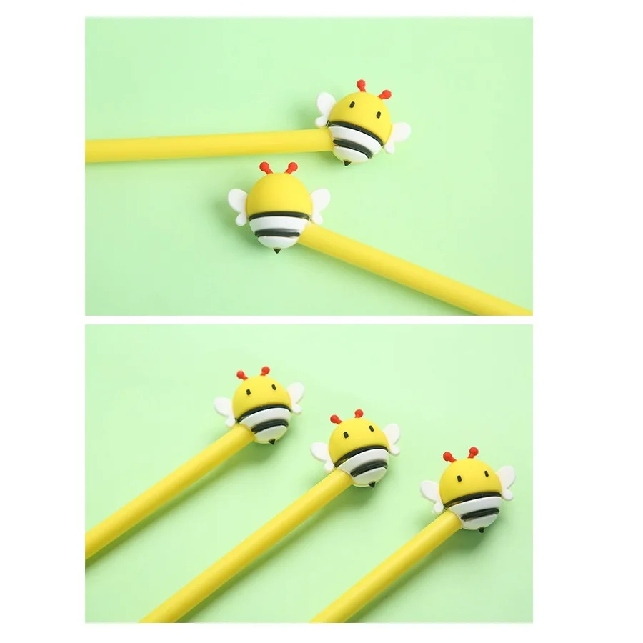 

24 Pcs/Lot Mini Flying Yellow HoneyBee Pen Ballpoint Black Color Gel Ink Roller Ball Pens for Writing Cute Office School A6983