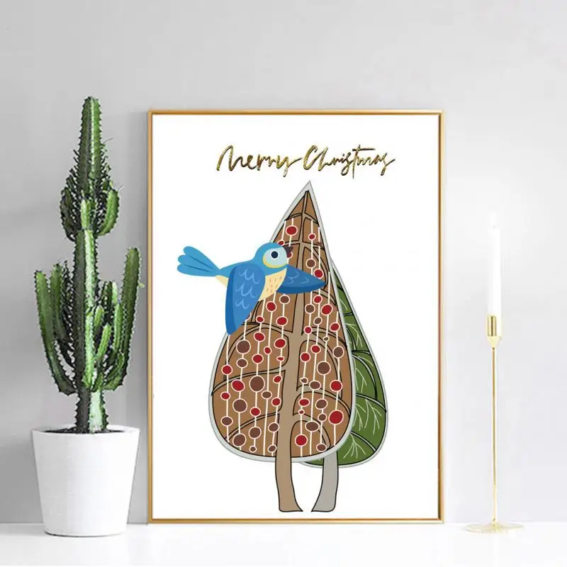 

Nordic Abstract Geometric Animals Birds And Trees Colored Lines Living Room Children Room Bedroom Frameless Decorative Painting