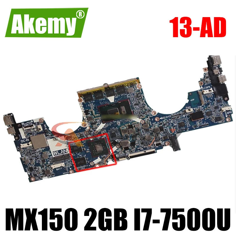 

Akemy 926318-601 6050A2919201-MB-A01 материнская плата для HP ENVY 13-AD Материнская плата ноутбука MX150 2 Гб i7-7500U полностью протестирована