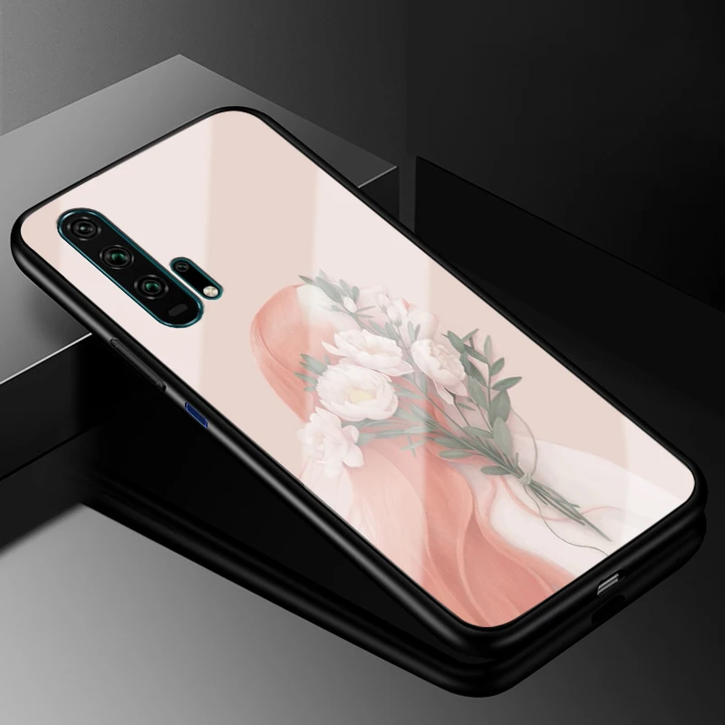 Для huawei Nova 5 T чехол Nova5T PC Пластиковый стеклянный чехол для телефона черный ТПУ бампер чехол для huawei Nova 5 T Nova 5 T чехол