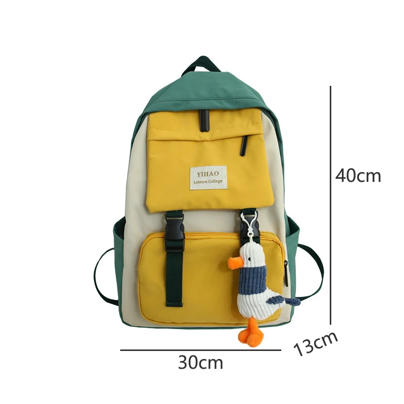 

Panelled Women Backpack School Bag for Girls Teenage Student Back Pack Nylon Solid Soft Patchwork Backbag Pink Preppy Style