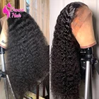 Парик Jerry Curl 13x 4, парик на сетке спереди, вьющиеся, с глубокой волной, человеческие волосы, бразильские, натуральные, HD, предварительно выщипанные, плотность 180% для черных женщин