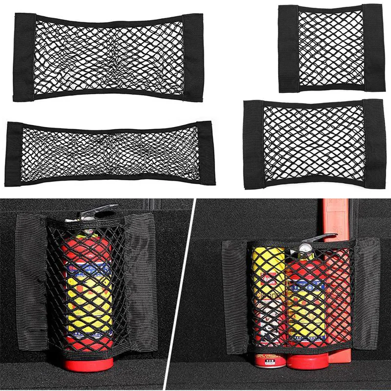 

2 шт. заднего вида автомобиля заднего багажник сиденье эластичный шнур сетки от Magic Стикеры сетка сумка для хранения Карманный клетка Авто Органайзер на спинку сиденья мешок 50*25 см