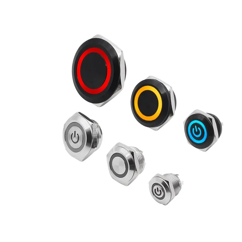 

12/16//19/22/25/30mm Momentary Reset Short Metal Push Button Switch DIY Ultrathin Lamp Waterproof Touch With LED Light