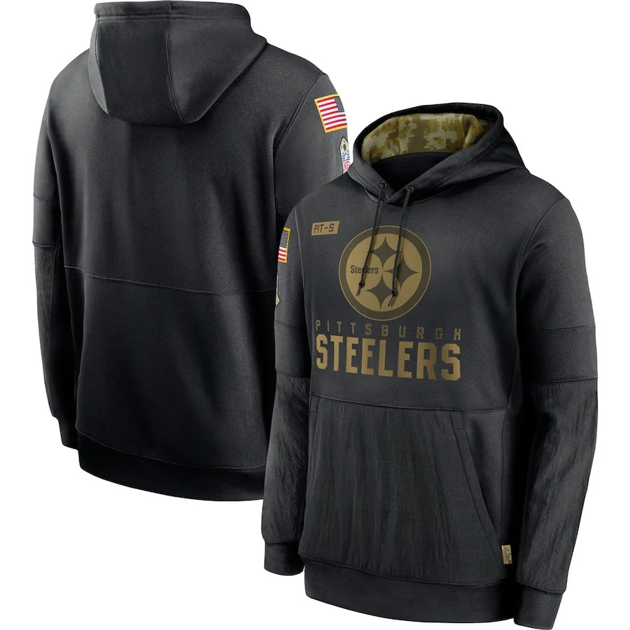 

Толстовка Pittsburgh мужская с капюшоном, свитшот, пуловер для представлений с надписью Steelers Salute to Service, худи для американского футбола, черная, о...