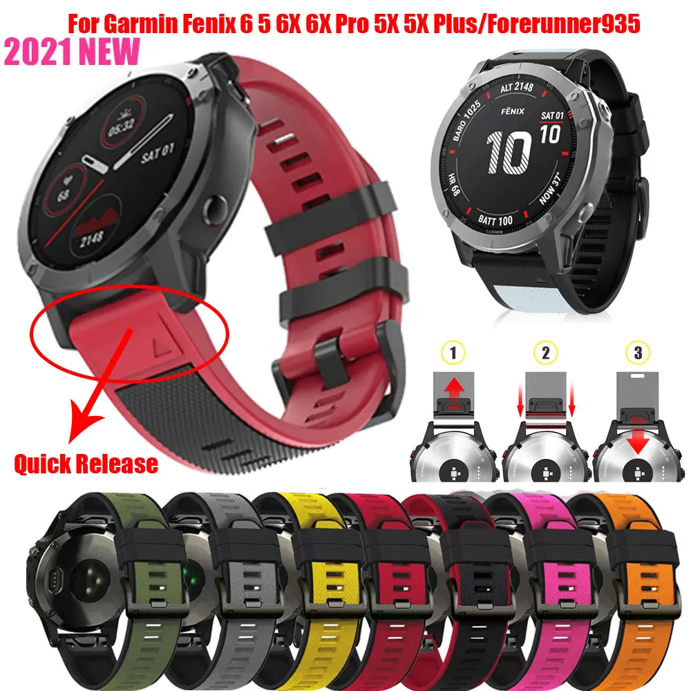 

Ремешок силиконовый для наручных часов Garmin Fenix 6X 6 6X Por 5X 5 5X Plus 3HR Forerunner 935, 26 22 мм