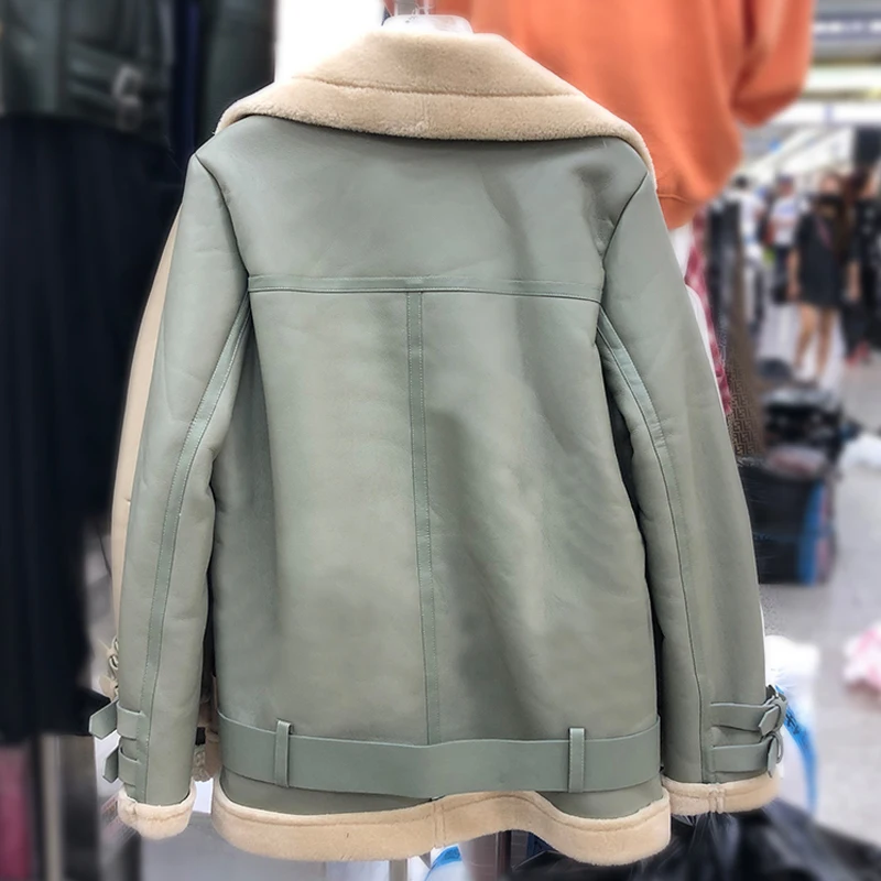 Винтажная женская меховая кожаная куртка и пальто Толстая теплая Автомобильная