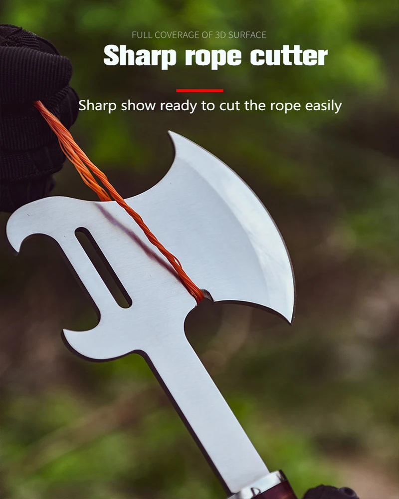 

Outdoor Axe Wooden Handle Bull Head Axe Fire Logging Garden Military Axe Fire Equipment War Wolf Axe Battle Axe