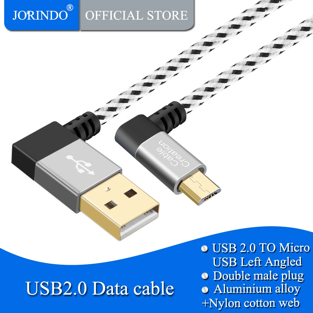 Короткий 90 градусный кабель jorinдо USB 2 0 от A до Micro B двойной Угловой короткий с