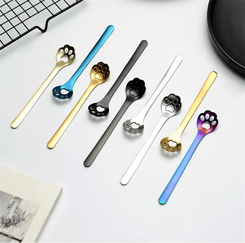 Творческий Нержавеющая сталь перемешивания кофейная/чайная ложка кошка собака