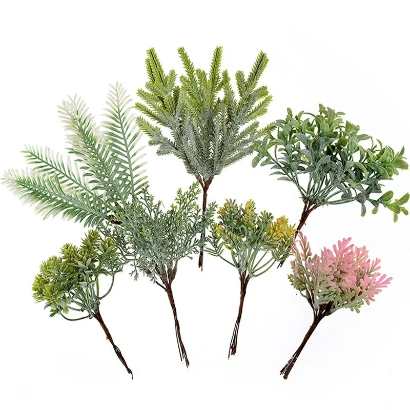 

6 pcs/bundle artificial plant grass pine for diy wedding wreath Christmas garland home decoration accessories artificial flowers