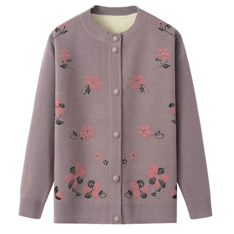 Женский свободный свитер UHYTGF Повседневный Кардиган с круглым вырезом и бусинами