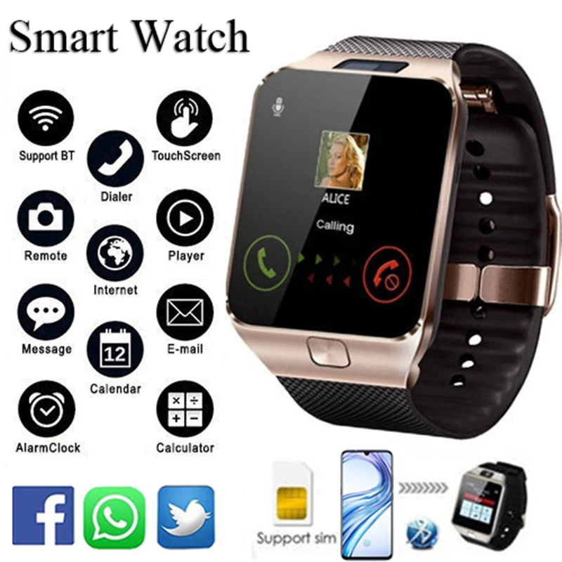 Reloj inteligente DZ09 para hombre y mujer, accesorio de pulsera resistente al agua con Bluetooth,