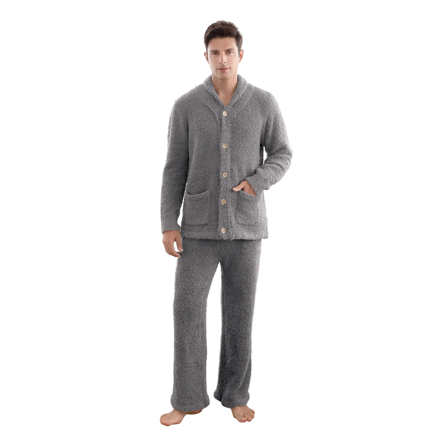 Женские и мужские унисекс супер мягкий эластичный вязаный на пуговицах пуху