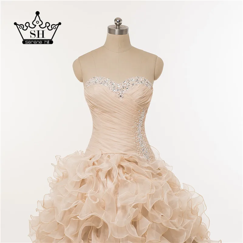 Настоящая фотография Розовый корсет с оборками свадебное платье бисером бальное