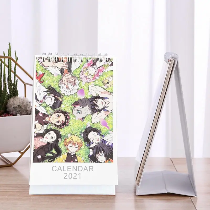 

2021 Anime Demon Slayer Kimetsu No Yaiba Desk Calendar Kamado Tanjirou Cartoon Figure Desk Calendars Daily Schedule Planner