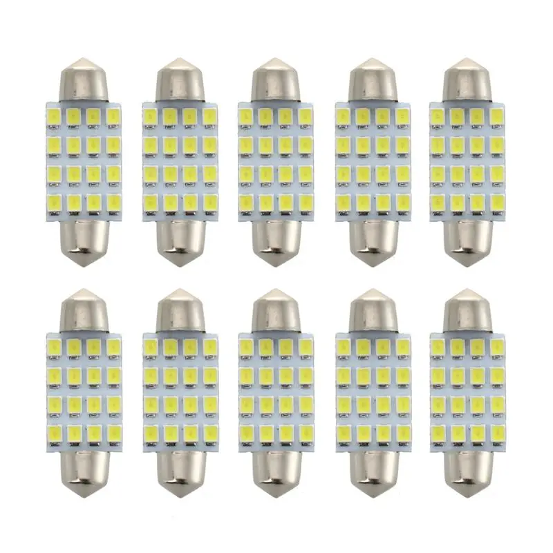 10 шт. 39 мм SMD 16 LED гирлянда Купол Лампа Белый DE3423 6411 C5W|Фара для авто в сборе| |