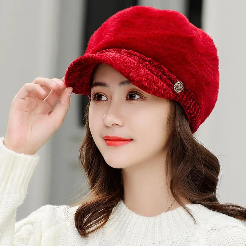 SUOGRY 2019 Новая модная женская Зимняя Теплая Шапка Берет Плетеный мешковатый