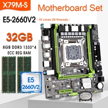 X79 M-S motherboard set with LGA2011 combos Xeon E5 2660V2 CPU 4pcs x 8GB=32GB memory DDR3 ECC RAM 1333Mhz NVME M.2 slot