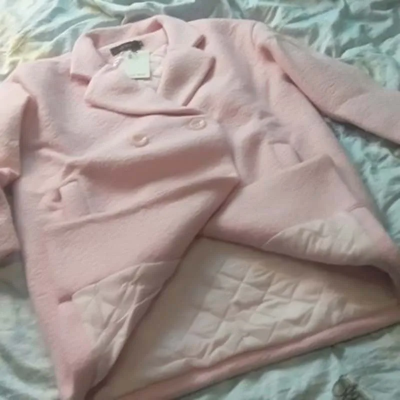 Женская шерстяная куртка зимняя Новинка элегантное Свободное пальто толстое