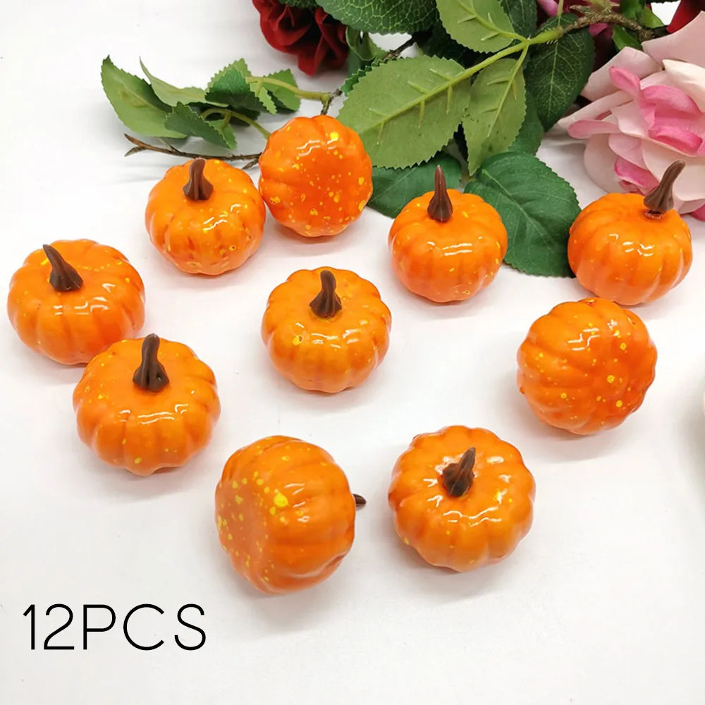 12pcs Artificial Halloween Pumpkins Fake Simulation Pumpkin  For Halloween Thanksgiving Party Home Decoration 