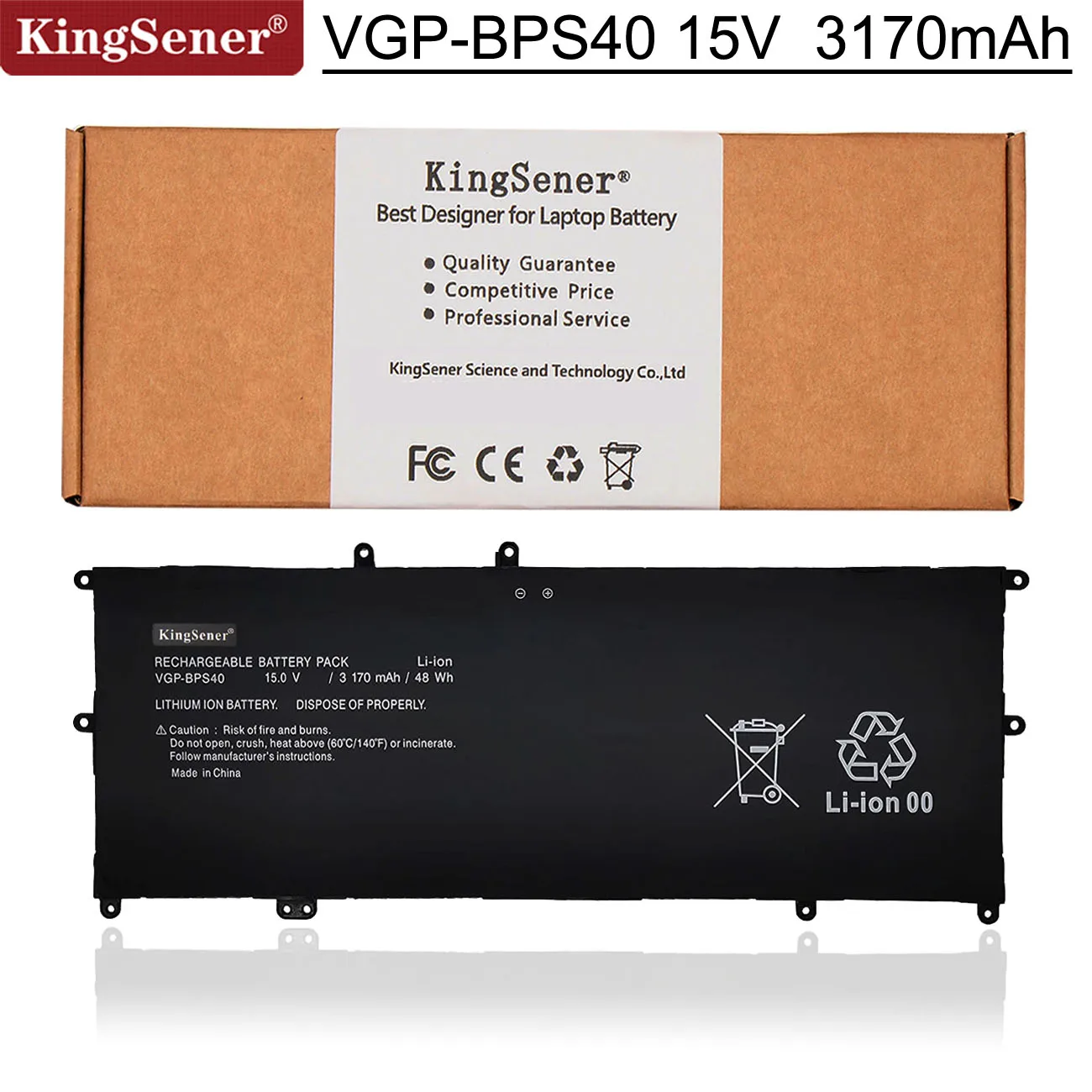 KingSener VGP-BPS40 Laptop Battery For SONY Vaio Flip 14A SVF14N SVF 15A SVF15N17CXB VGP-BPS40 15V 3170mAh Free 2 Years Warranty
