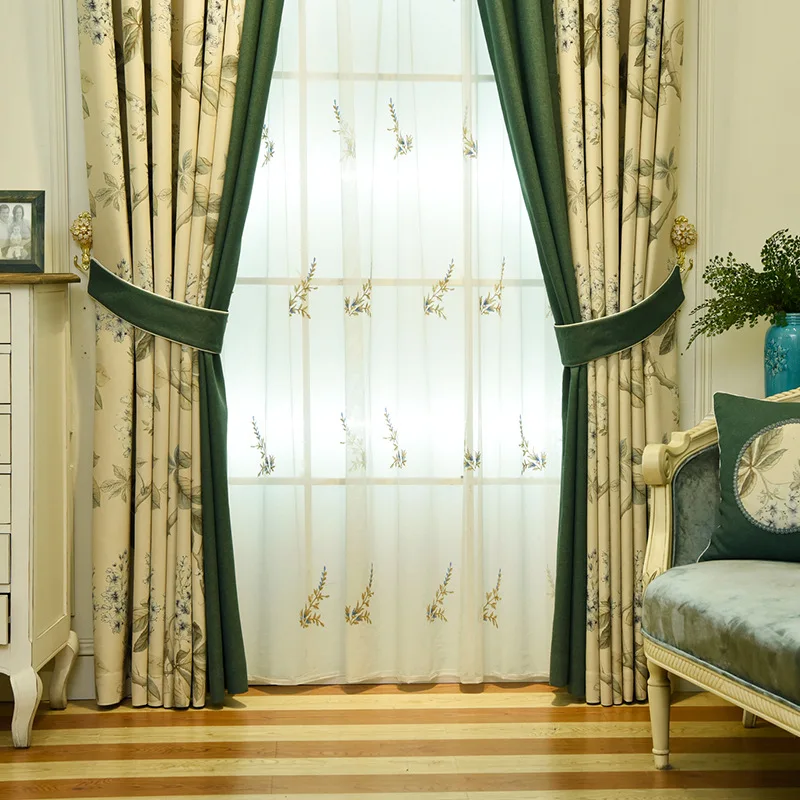 Simple American Nordic Style for Study Bedroom Cotton and Linen High Shading Stitching Printing Curtains Living Room | Дом и сад