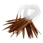 18 пар 16 ''(40 см) круговые карбонизированные бамбуковые Наборы для вязания игл (2,0 мм-10,0 мм)