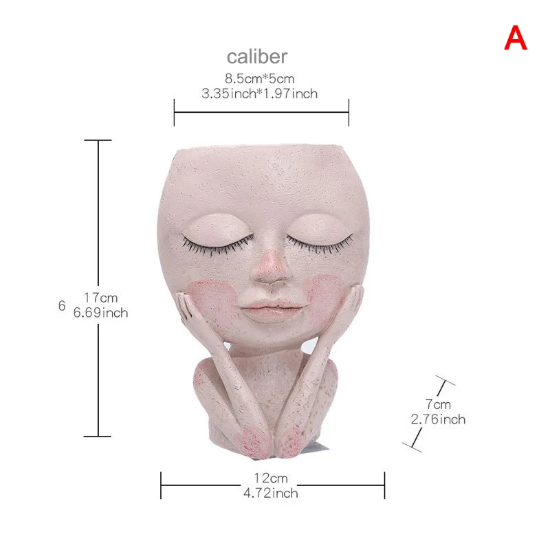 Beautiful Girls Face Head Flower Planter Sculptures Pot Garden Decor For Tabletops Home Ornament DNJ998 | Дом и сад