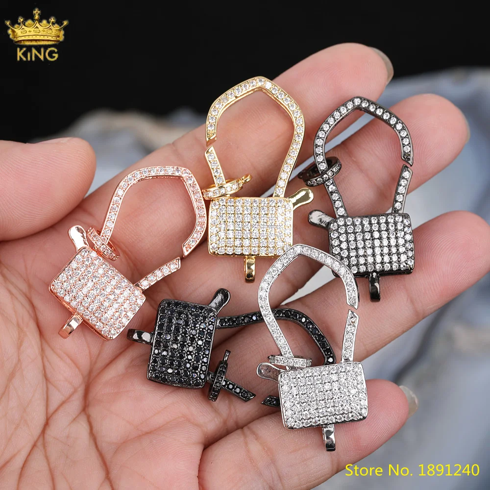 

5pcs Fashion Zirconia Jewelry Clasps,Ziron Open Clasps Charms,CZ Micro Paved Lock Carabiner Clasps For Bracelet Jewelry Making