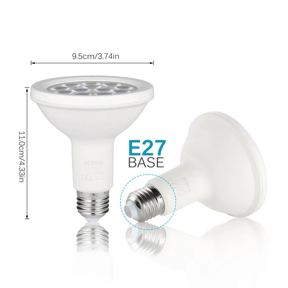 

ICOCO 4PCS PAR30 12LED 12W Dimmable Long Neck 1000LM 3000K Warm White Spotlight LED Bulb Quivalent for 75W Halogen Bulb